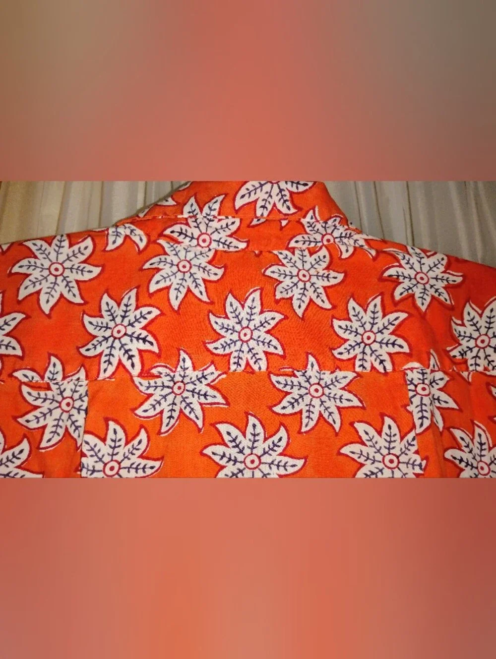 Roberta Roller Rabbit Men's Burnt Orange Cotton Print Short Sleeve Buttondown M